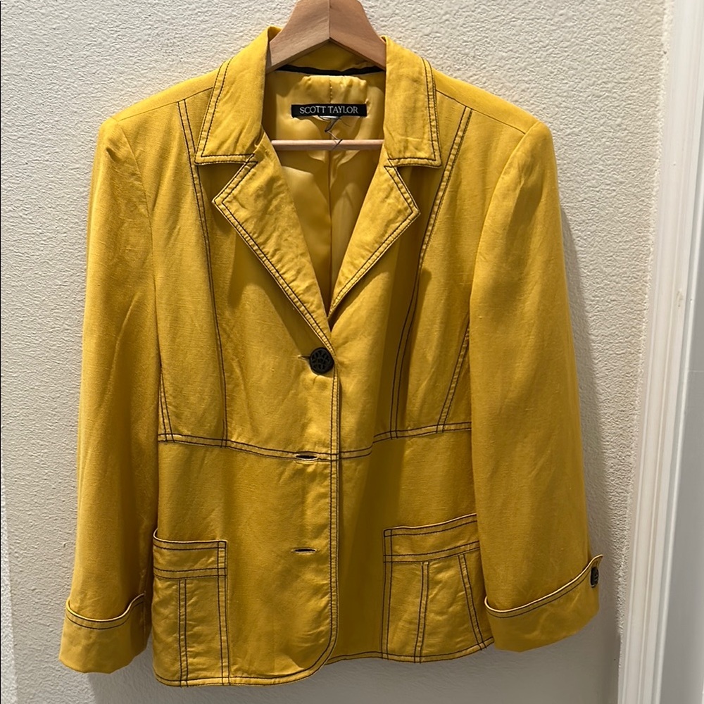 SCOTT TAYLOR Yellow Women's Jacket with pockets
